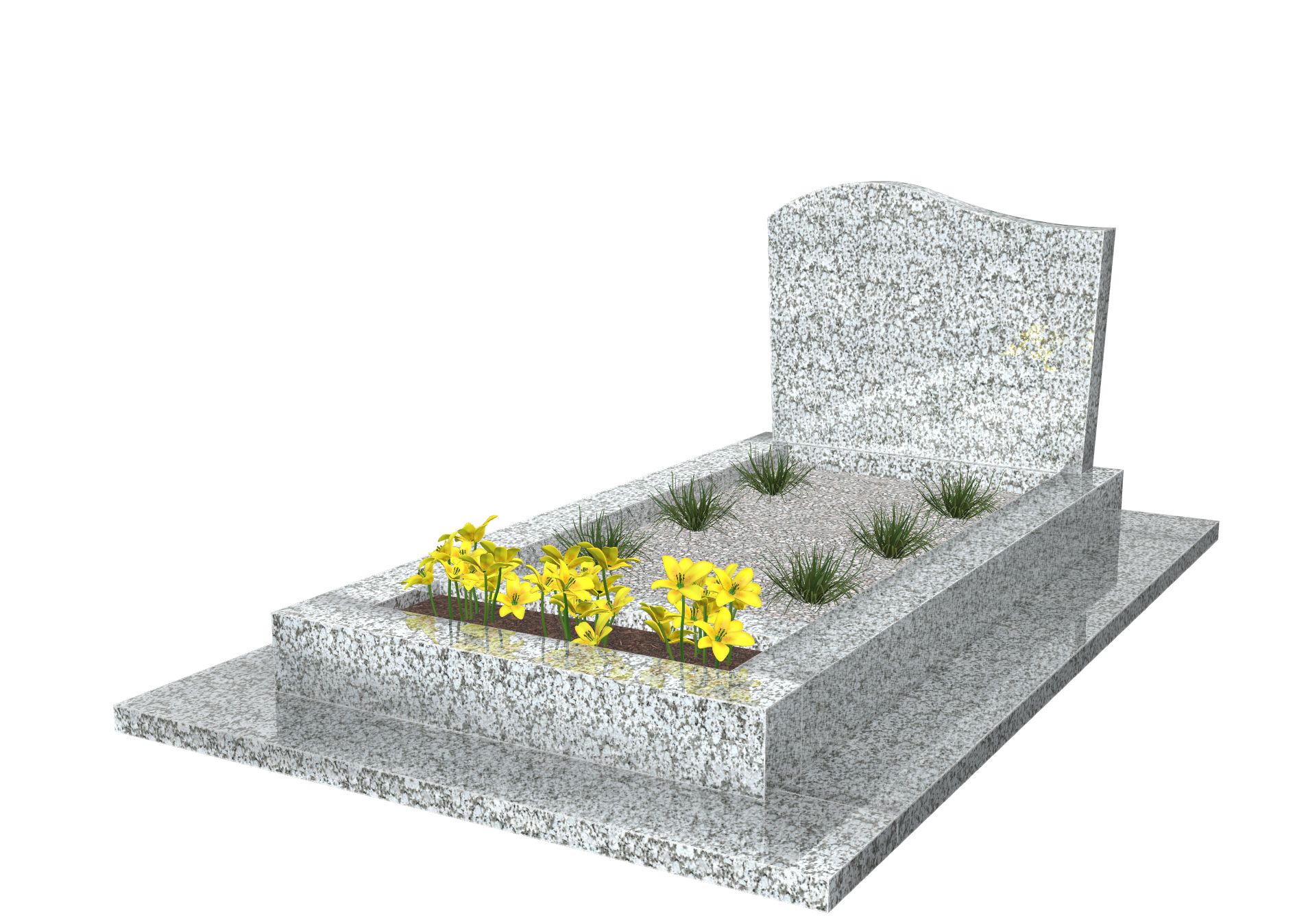 Rendu Entourage Jardinière Stèle Doucine avec le granit undefined