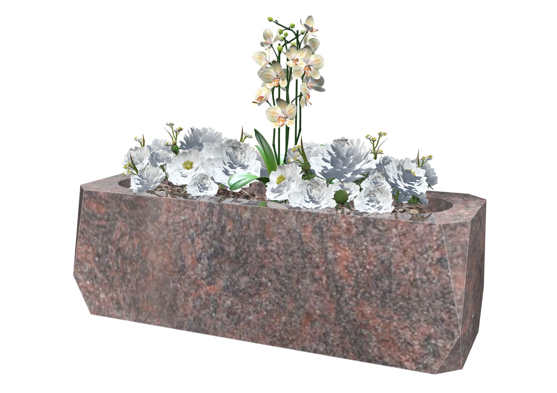 Rendu JARDINIERE MASSIVE 8 PANS 60x20x20H SANS BAC PLASTIQUE avec le granit undefined