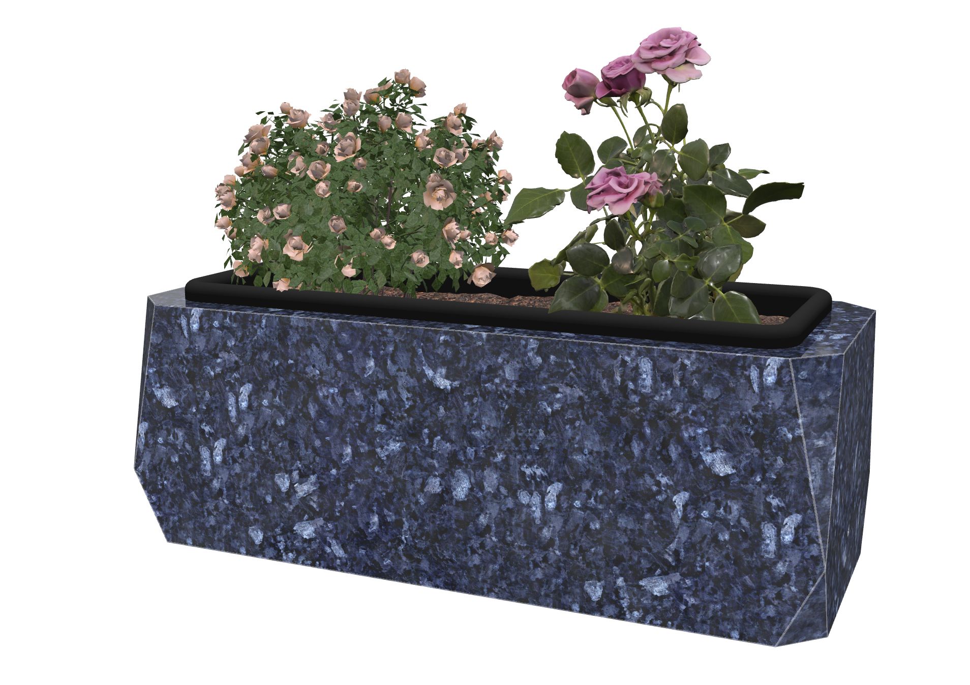 Rendu JARDINIERE MASSIVE 8 PANS 56X23X20H AVEC BAC PLASTIQUE avec le granit undefined