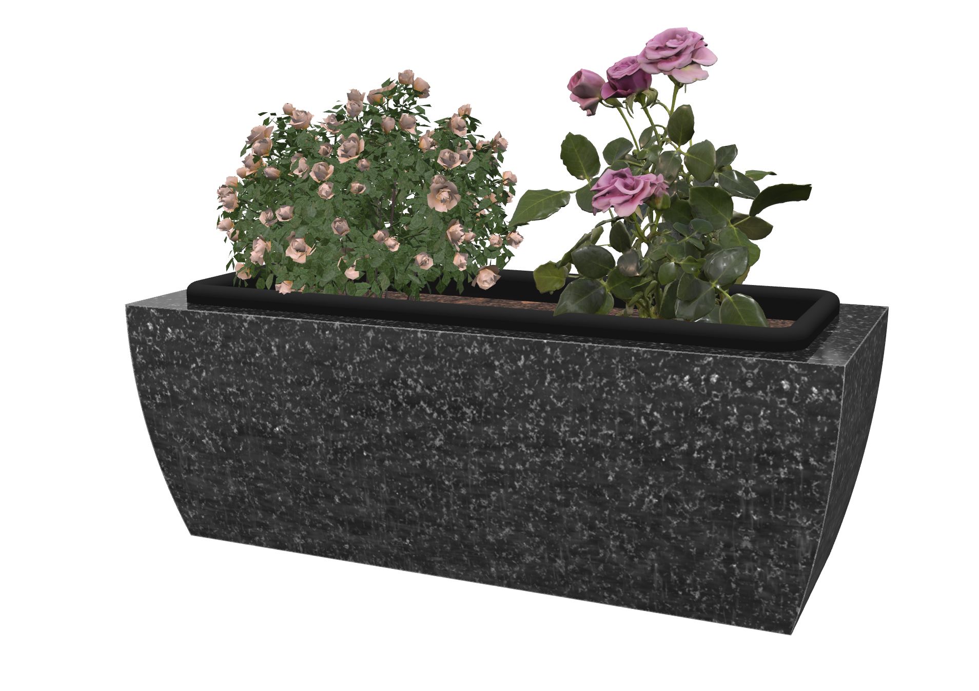 Rendu JARDINIERE GALBEE 56 x 23 x 20h AVEC BAC PLASTIQUE avec le granit undefined