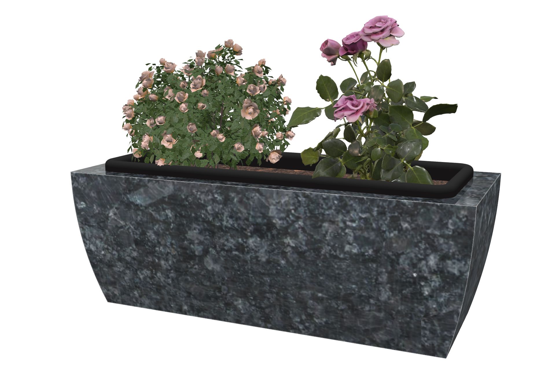 Rendu JARDINIERE GALBEE 56 x 23 x 20h AVEC BAC PLASTIQUE avec le granit undefined