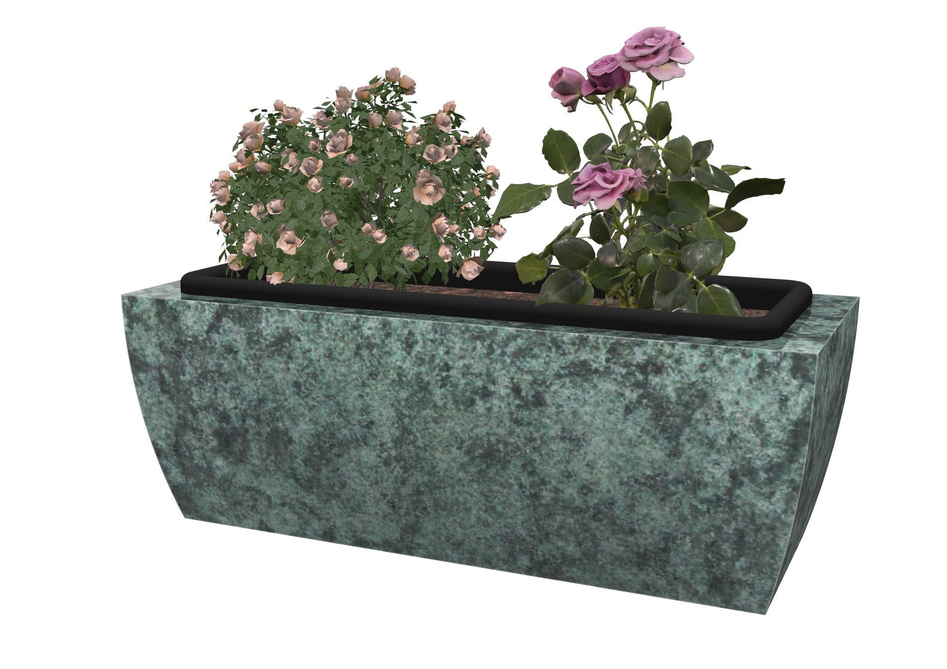 Rendu JARDINIERE GALBEE 56 x 23 x 20h AVEC BAC PLASTIQUE avec le granit undefined