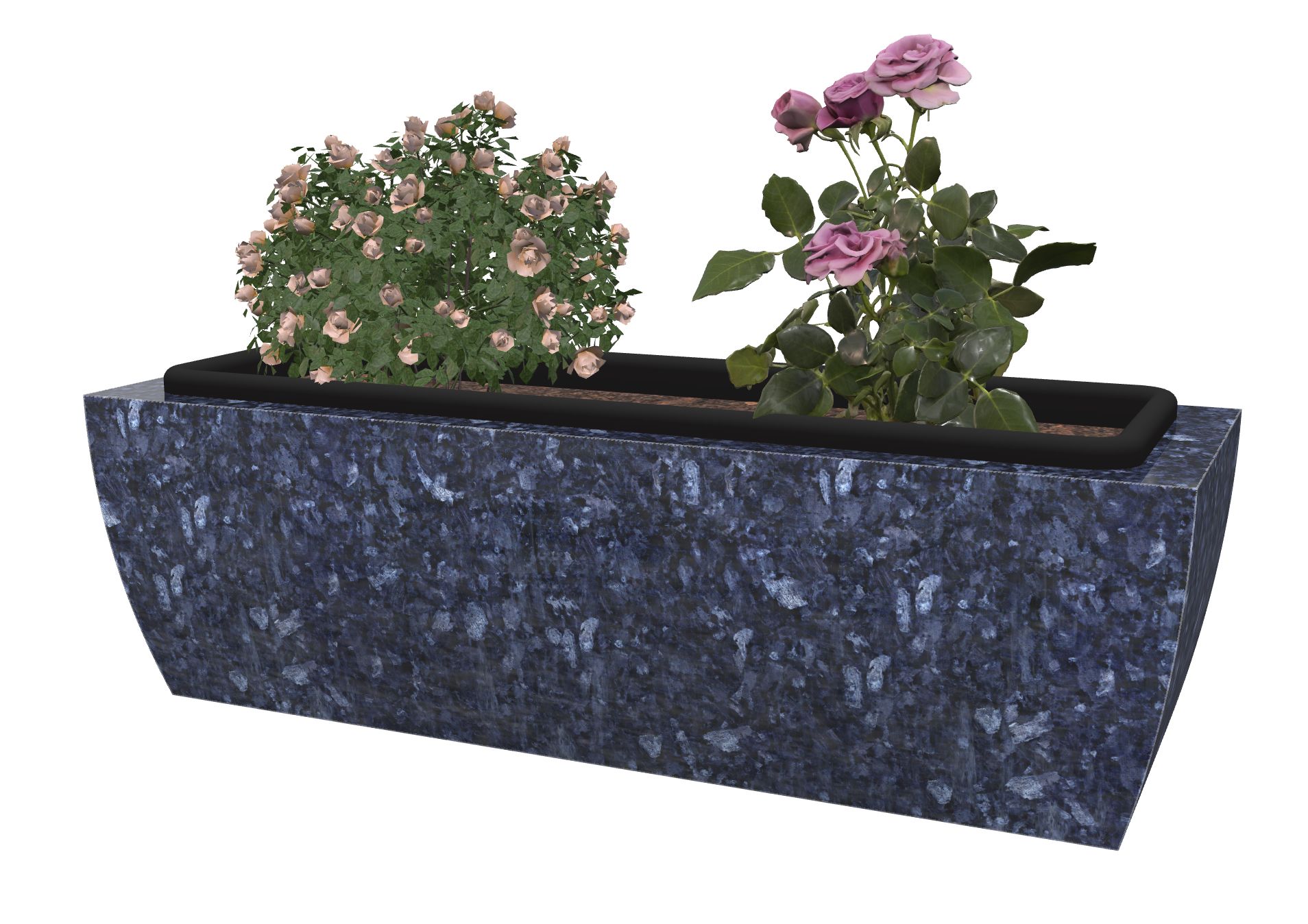 Rendu JARDINIERE GALBEE 66 x 23 x 20h AVEC BAC PLASTIQUE avec le granit undefined