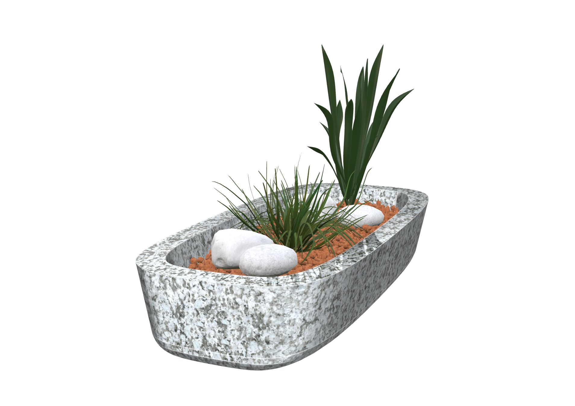 Rendu Jardinière Trévise 80x36x14h avec le granit undefined