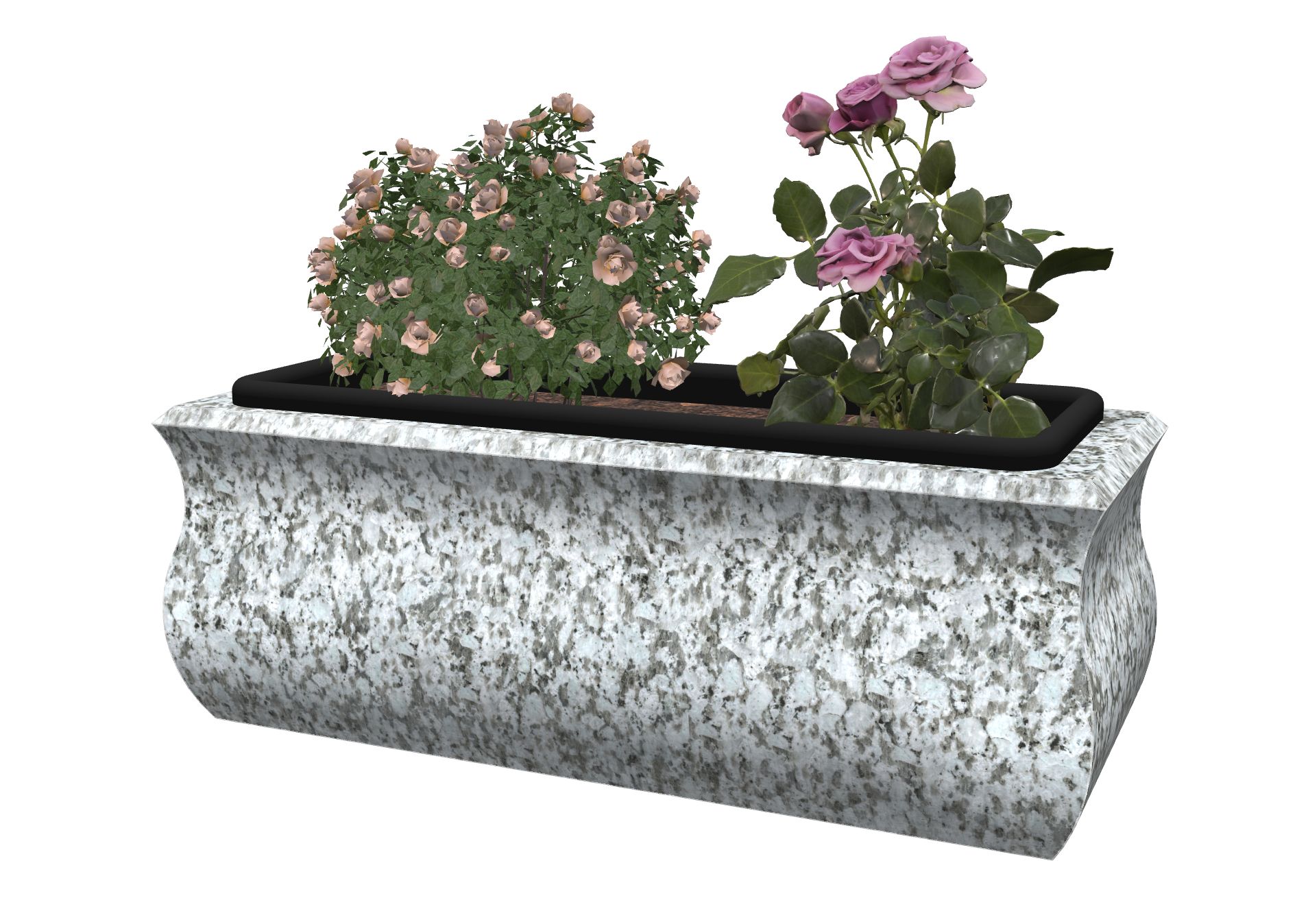 Rendu Jardinière Tulipe 56x23x20H avec bac plastique avec le granit undefined