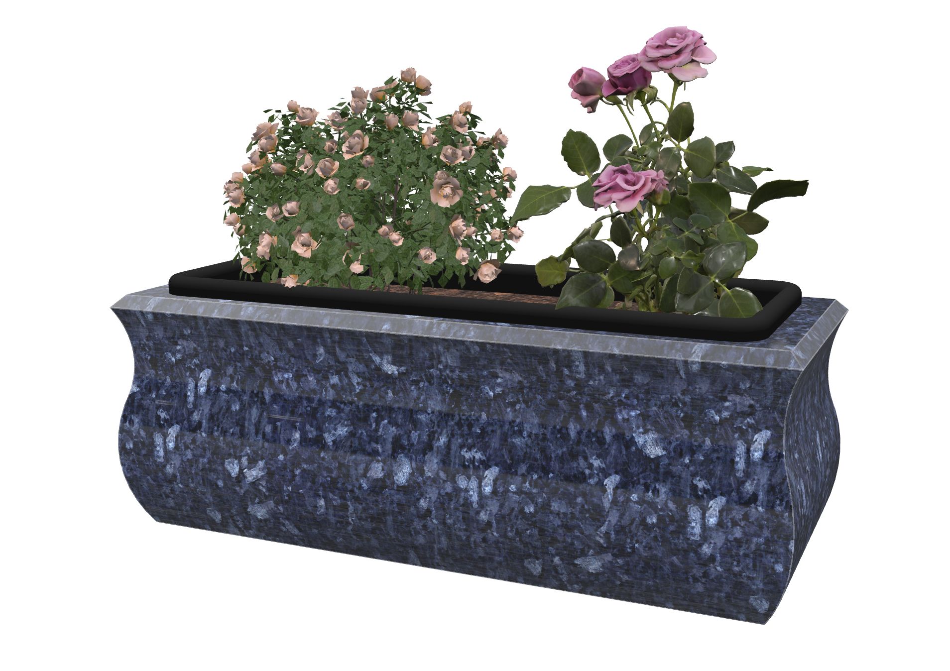 Rendu Jardinière Tulipe 56x23x20H avec bac plastique avec le granit undefined