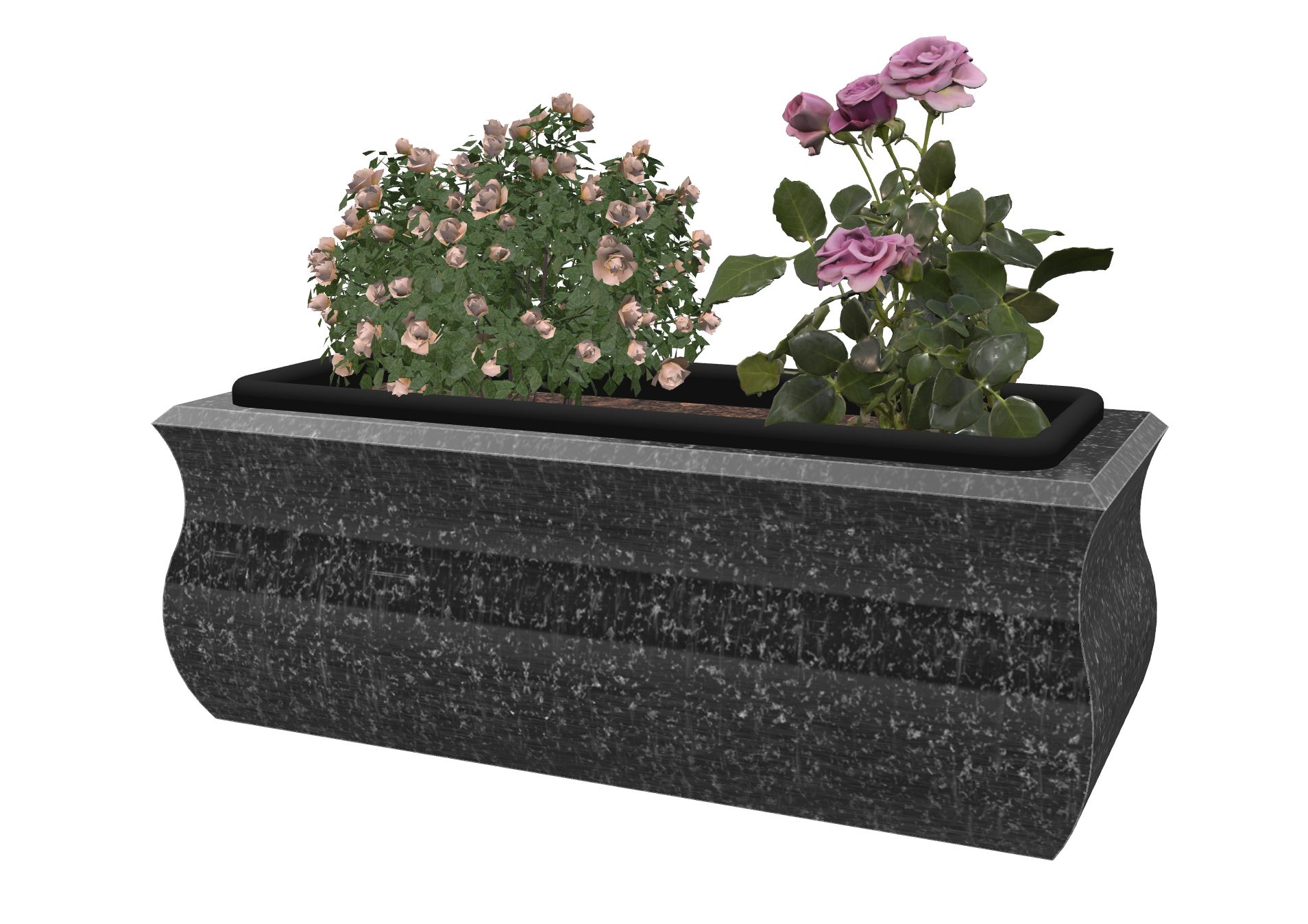 Rendu Jardinière Tulipe 56x23x20H avec bac plastique avec le granit undefined