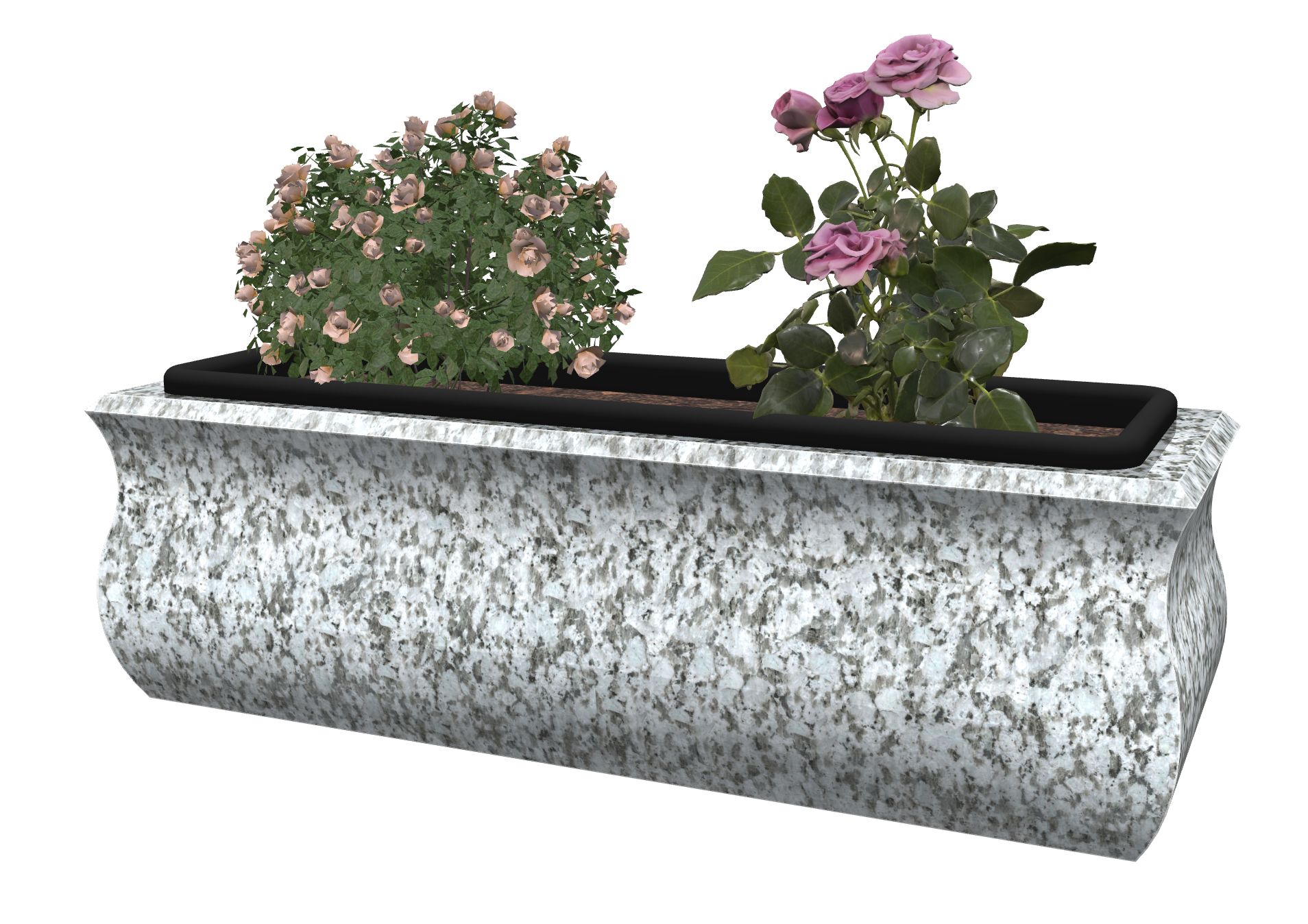 Rendu Jardinière Tulipe 66x23x20H avec bac plastique avec le granit undefined