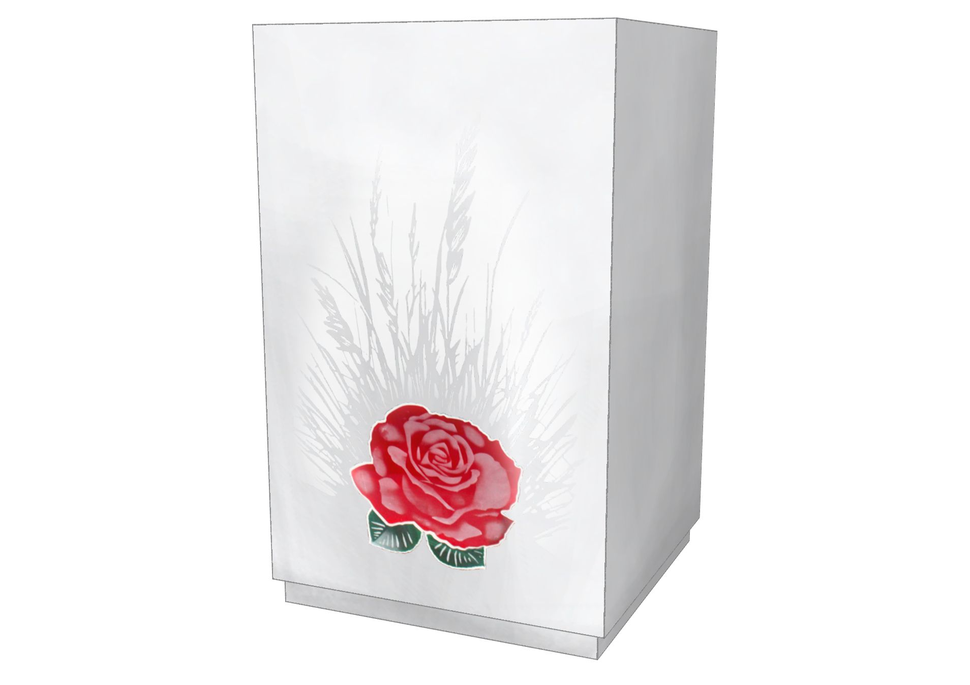 Dessin Urne Granit cubique 4L motif Rose 03