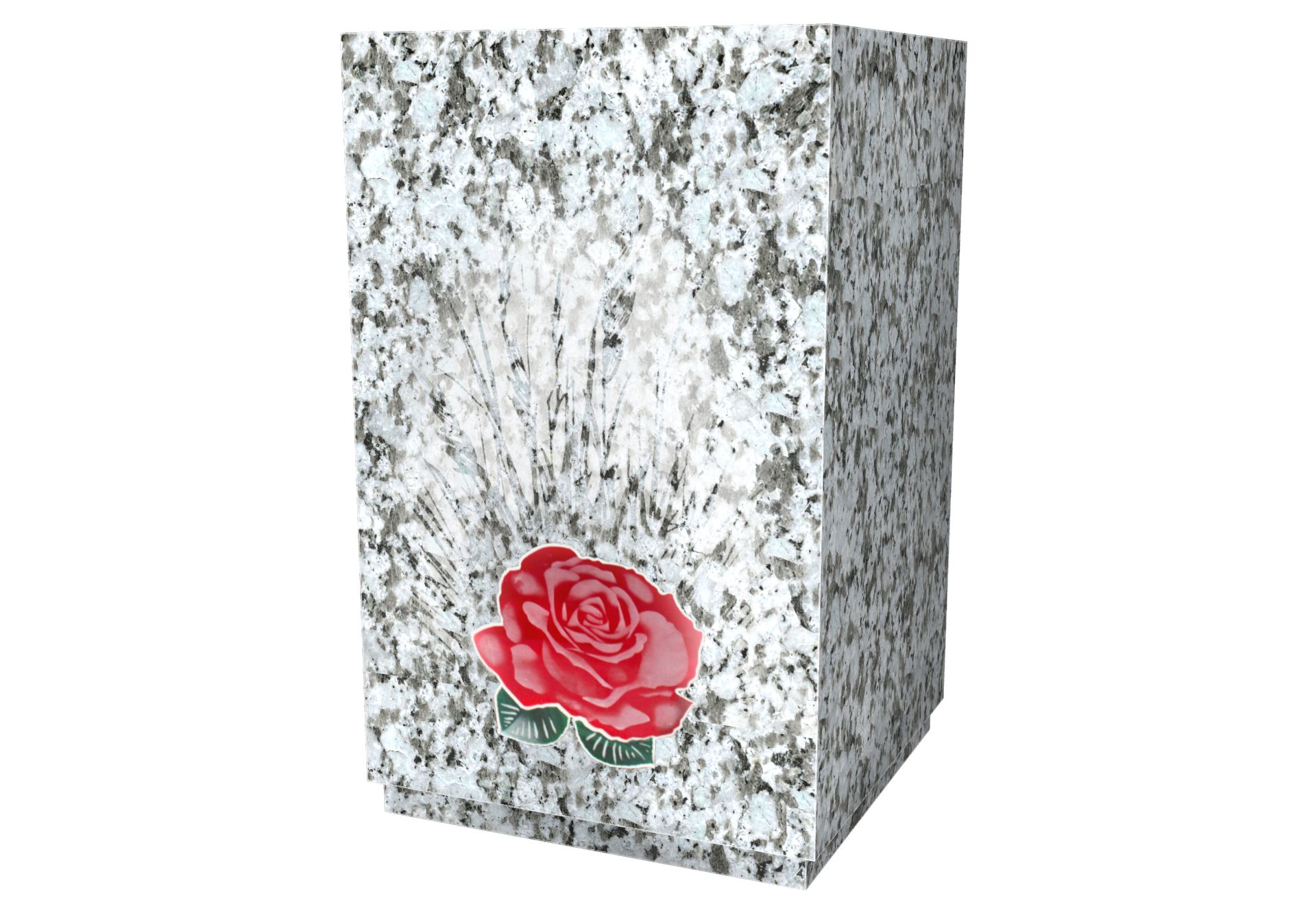 Rendu Urne Granit cubique 4L motif Rose 03 avec le granit undefined