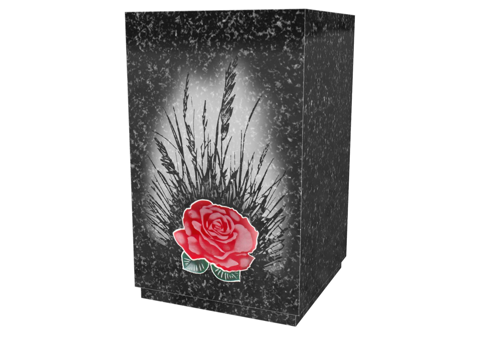 Rendu Urne Granit cubique 4L motif Rose 03 avec le granit undefined