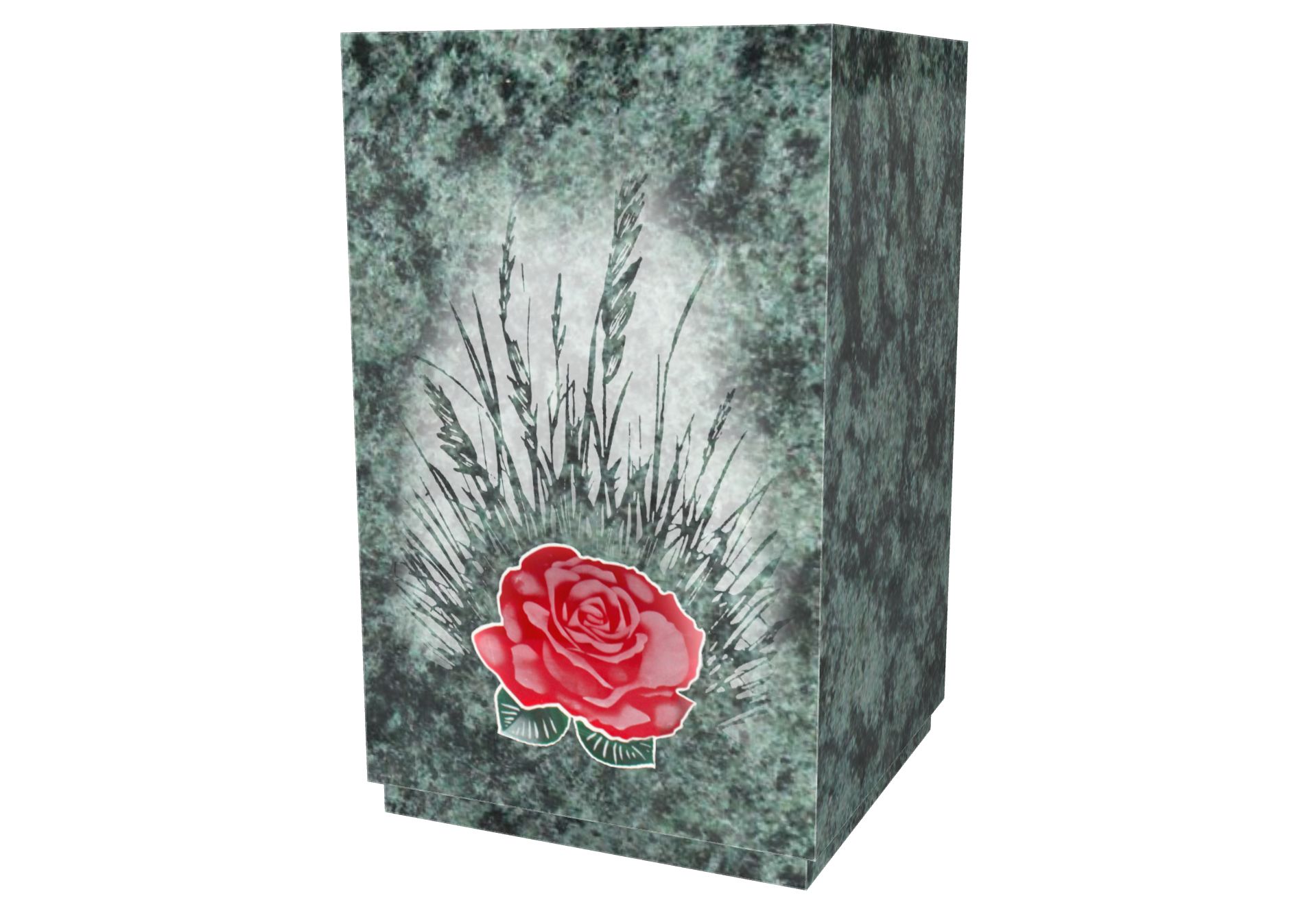 Rendu Urne Granit cubique 4L motif Rose 03 avec le granit undefined